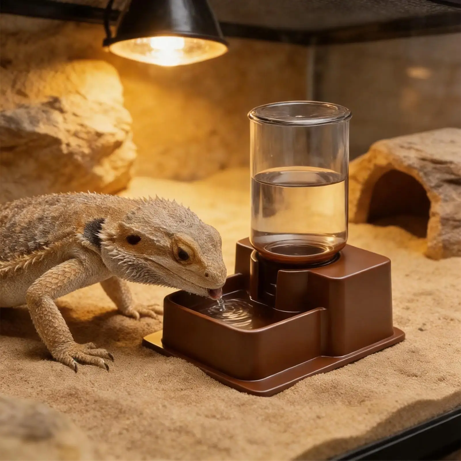 Ciotola Automatica per Acqua per Rettili, Contenitore Riutilizzabile, Stazione di Alimentazione Creativa, Ornamento, Strumento per Bere per Serpenti, Tartarughe e Geco - immagine 2