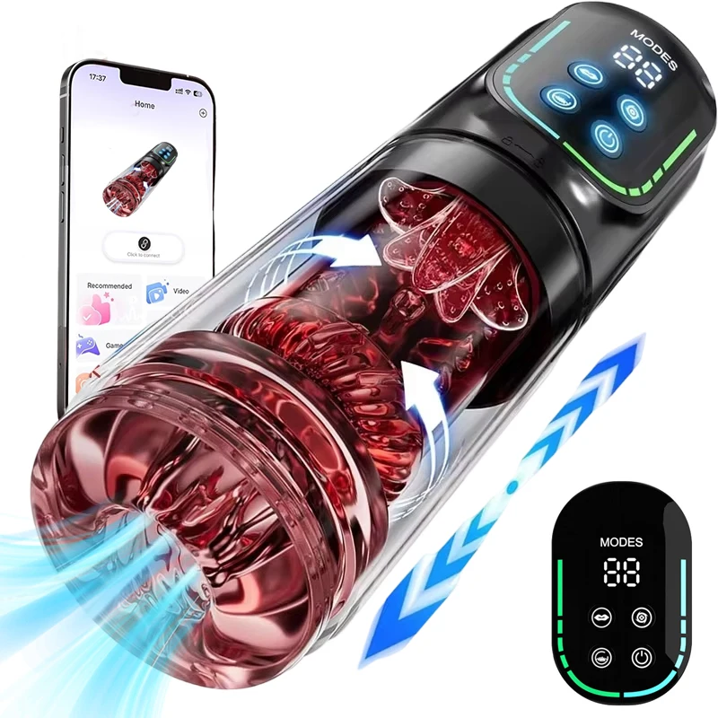 Telescopic Rotation Masturbator Cup Vagina Masturbation Blowjob Adults Sex Toys for Men Male Piston Automatic Mastubator