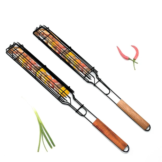 1 Db Bbq Grillező Kosár Kovácsoltvas Grill A Barkács Kebab Kolbász Zöldség Sütő Barbealt Ketrec Clip Szerszámok