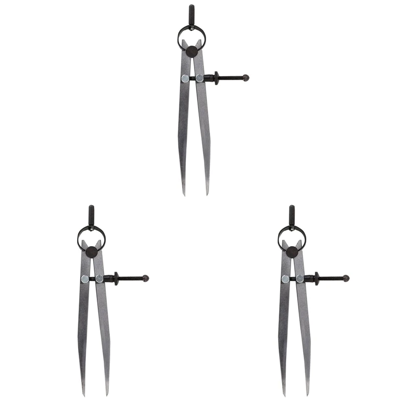 

3Pcs 6 Inch Adjustable Lockable Steel Divider Wing Leather Compass