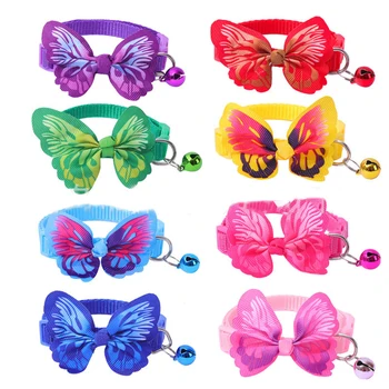Adjustable Butterfly Bell Pet Collar - Multicolor Cute Design with Safe Lead Clasp for Cats & Small Dogs 1