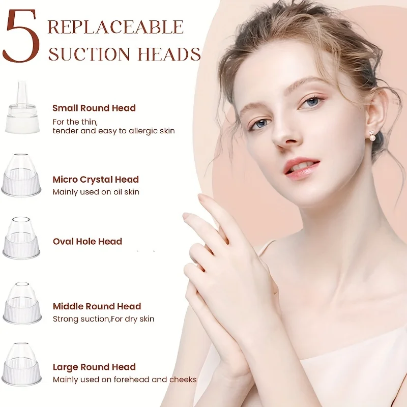 Blackhead Remover Facial Pore Cleanser Acne Remover Blackhead Remover Pore Vacuum 5 Suction USB Rejected Facial Pore Cleaner Kit For Adult Acne Extractor Tool