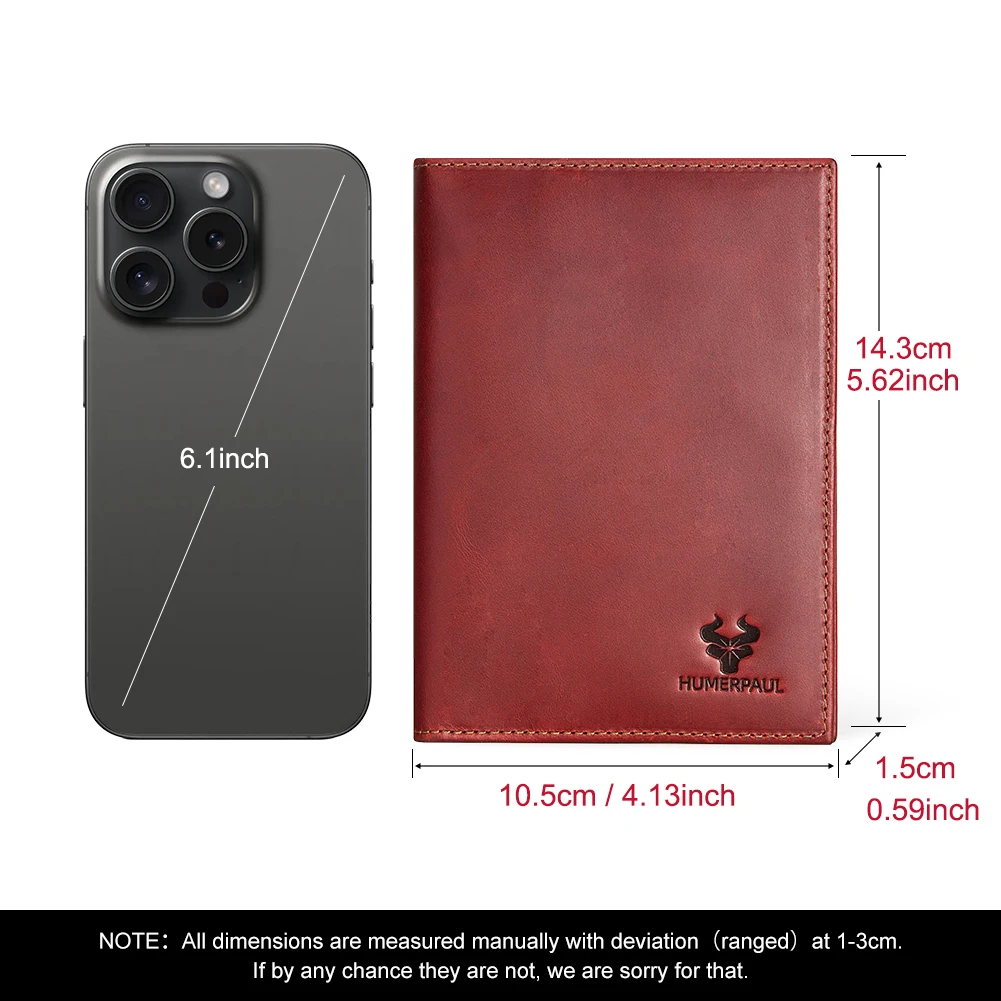 Enhanced Leather Travel Companion: RFID Passport and Card Holder with AirTag Slot