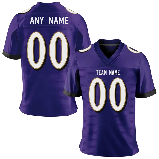 Custom Purple White American Football Jersey Men Women Youth Personalized Print Team Name Number Quick-Dry Sports Uniform