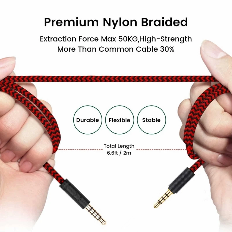 2M Aux Cord Replacement GPRO G233 G433 Headset 3.5mm Gold-Plated Headphone Cable Wire N0HC
