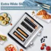 4 Stainless Steel Toaster,LED Display & Extra Wide Slots,6 Shade Settings,Cancel/Bagel/Defrost Function,Removable Crumb Tray 3