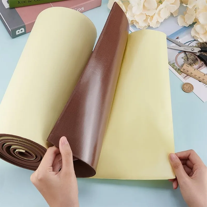 5mm Thick Self-Adhesive EVA Foam Roll 78.7x11.8 Inch Coconut Brown Foam Padding Sheet for Furniture Protecting, Gap Filling