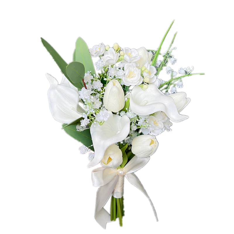Wedding Bouquet Bride Bridesmaid Accessories Silk Ribbon Artificial Flower Calla Holding Flowers Bride Mariage Bouquet Decoratio wedding bouquets wedding flower decoration