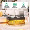 Coffee Table,Lift Top Coffee Table with Storage,LED Light&Power Outlet and Hidden Compartment,Retro Center Table for Living Room 5