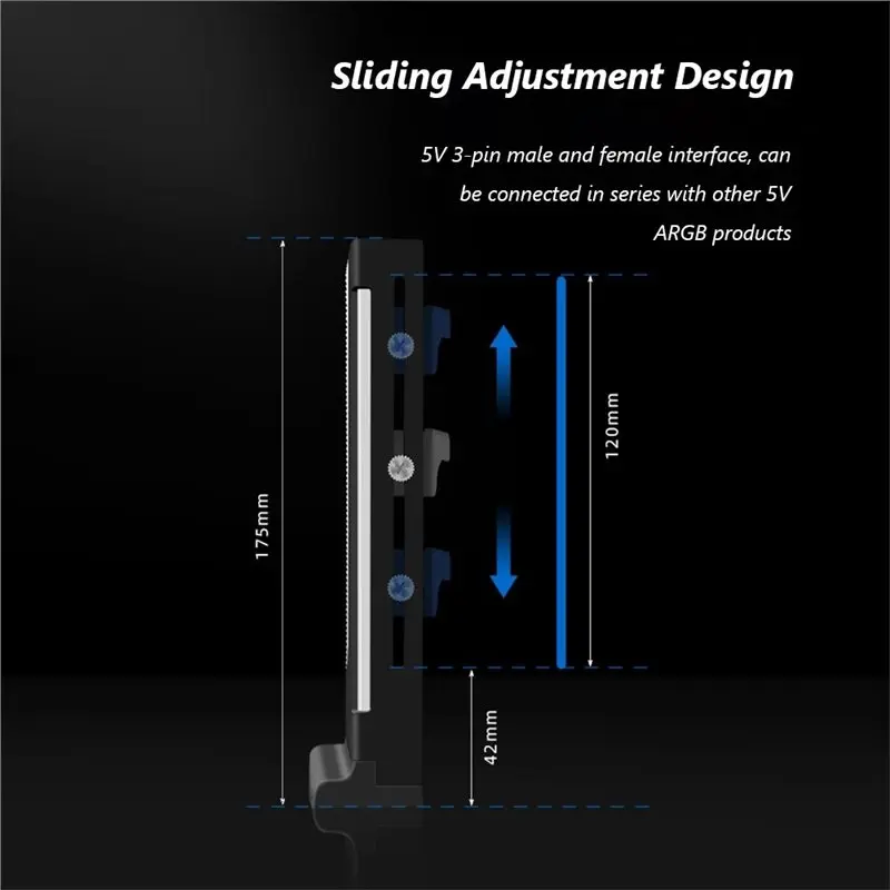 FEDI-Cm-GH2 수직 GPU 스탠드 냉각 지원 다채로운 5V A-RGB 브래킷 컴퓨터 그래픽 비디오 카드 홀더