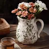 Ceramic Large Flower Pot with Handle Round Hydroponic Vase Pastoral Style Ornament For Home Decor Living Room Flower Arrangement 5