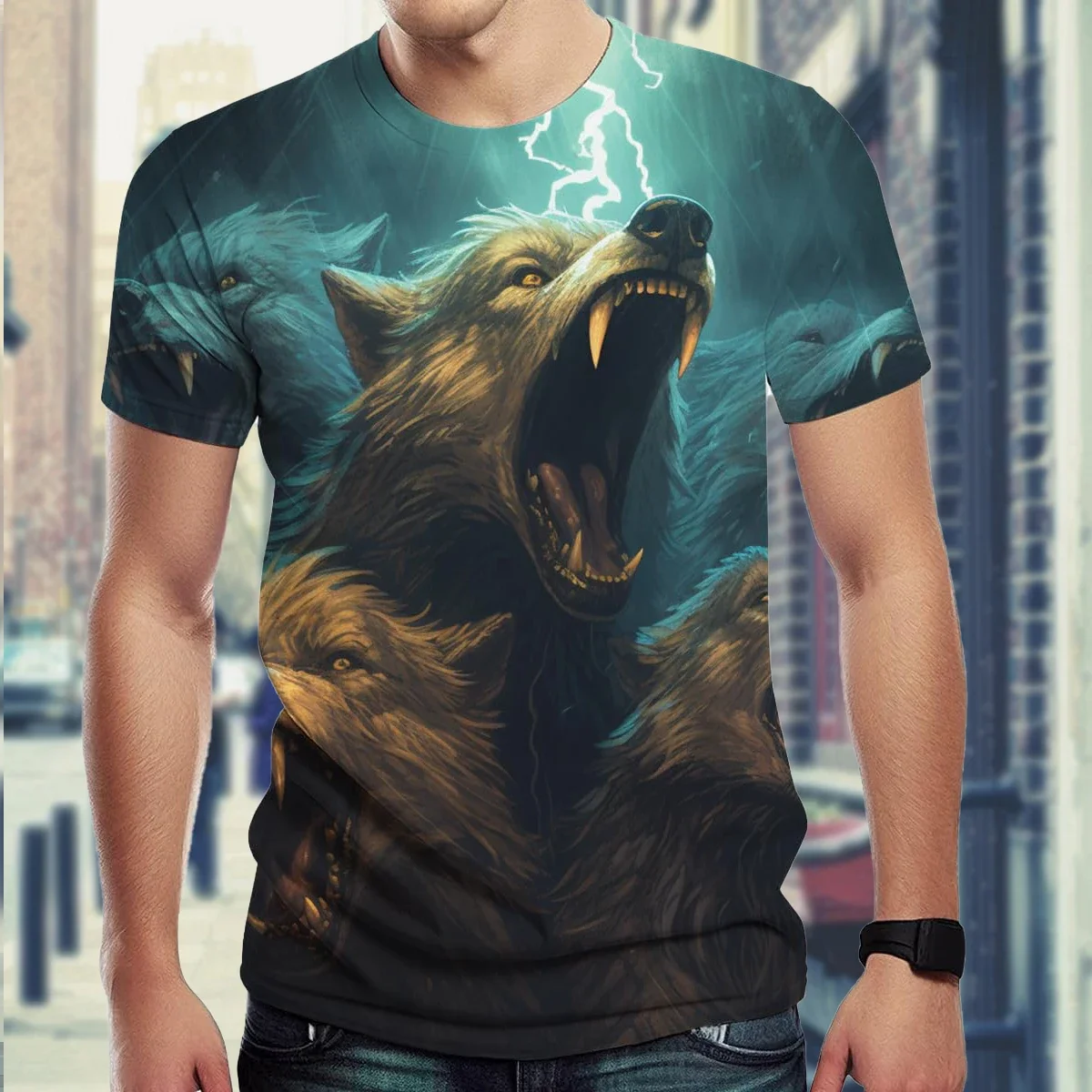 

2024 Wolf T Shirt For Mens Animal 3D Print Short Sleeve Top Casual Street Man's T-shirt Oversized Tee Shirt Men Vintage Clothing