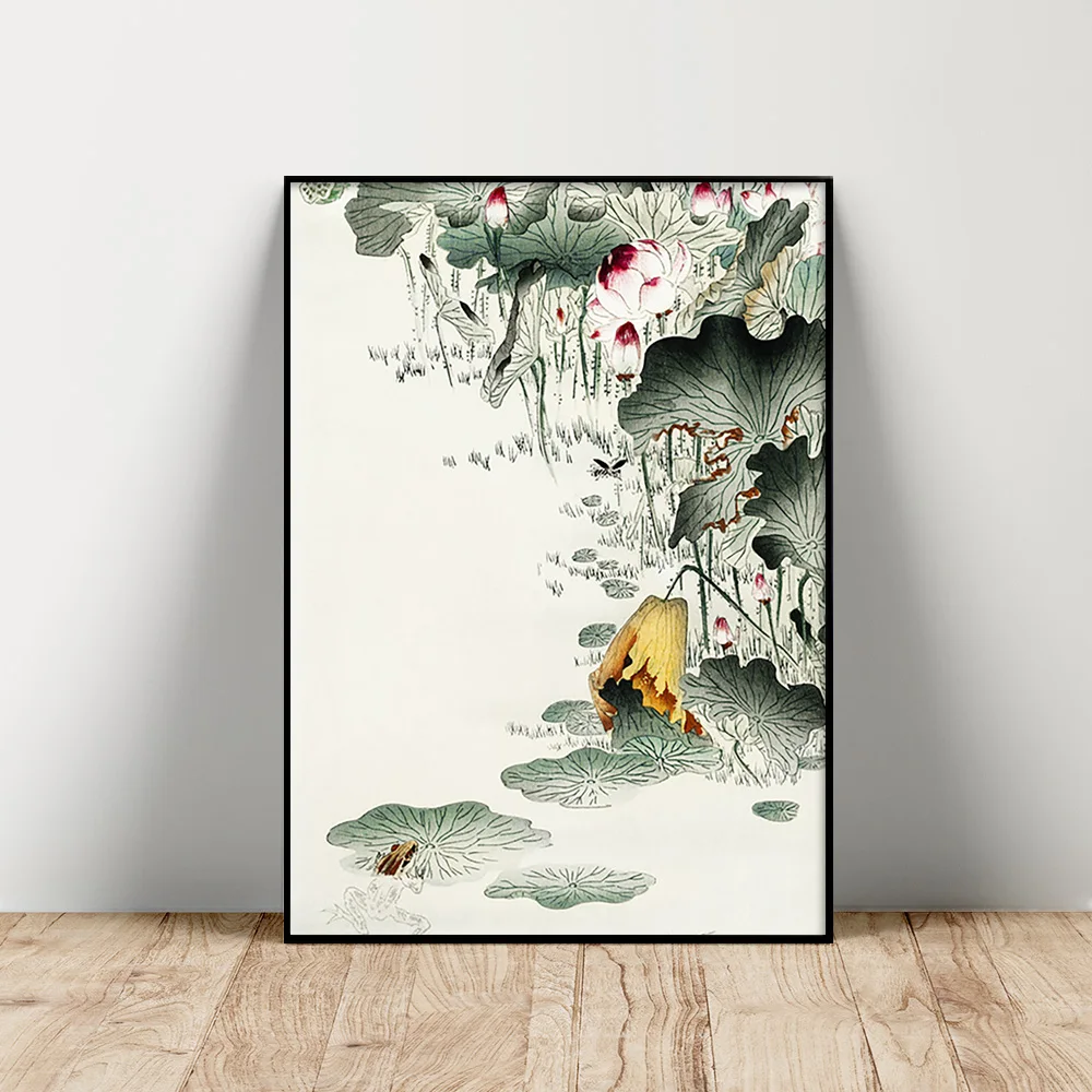 Ohara Koson Art Print Poster Frog And Tadpole Canvas Painting Animal Wall Stickers Living Room Decor