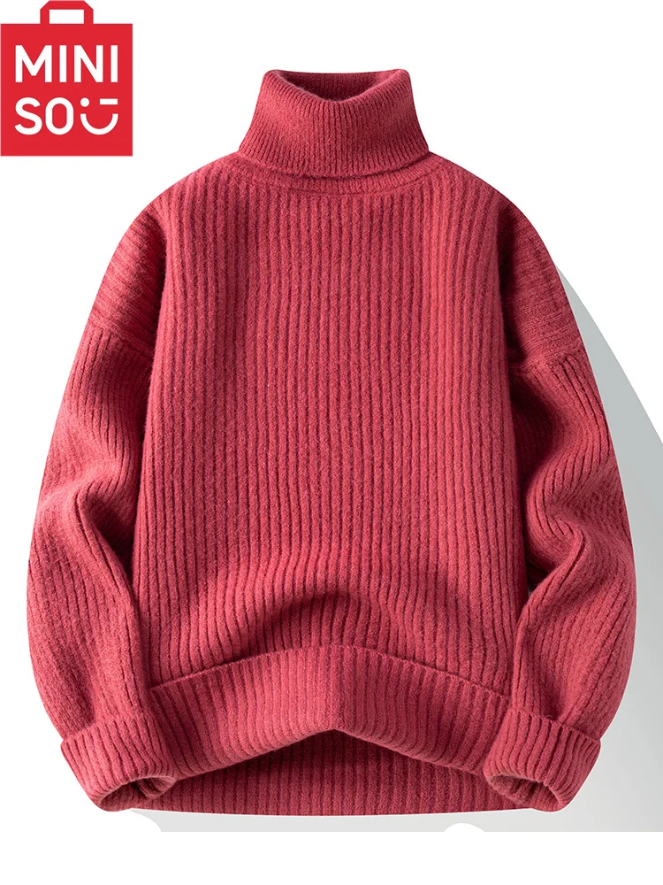Autumn and winter casual fashion versatile warm simple and generous men's high neck pile collar comfortable sweater wear turtleneck sweater,basic sweater