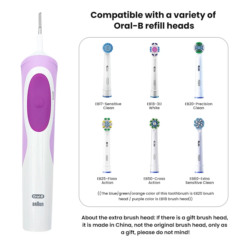 Electric Toothbrush Oral B Rechargeable Vitality Oral Hygiene Precian Clean Rotating 3D White Teeth Whitening Brush