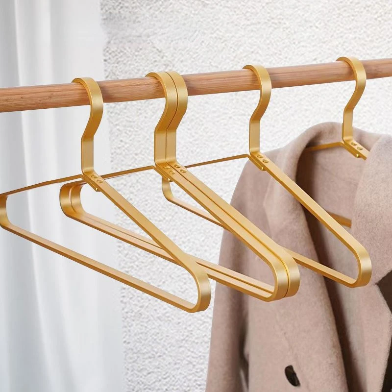

Golden Thickened Hangers Luxuries Metal Bed Sheets Clothes Drying Rack Longer Balcony Wardrobe Coat Pants Support Storage Shelf