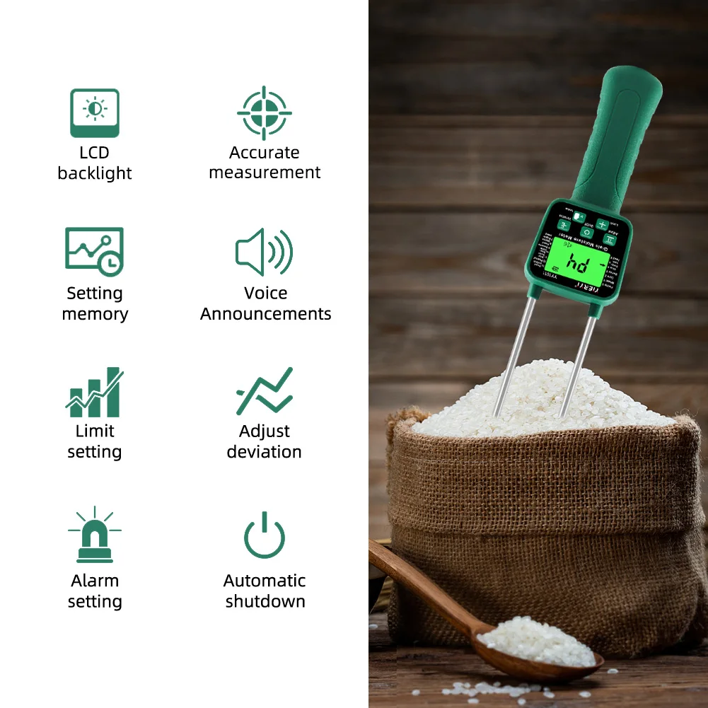 Yieryi Grain Moisture Meter YY-1011 Digital Grain Moisture Content Tester For Wheat Corn Barley Feed Soybean Peanut Seed Cotton