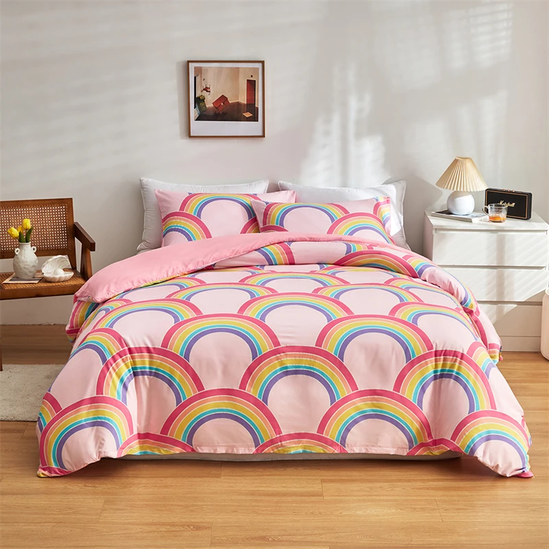 Dream Fluorescence Rainbow Duvet Cover Set King Queen Size Luminous Star Bedding Set Single Double Bedding Sets Comforter Covers