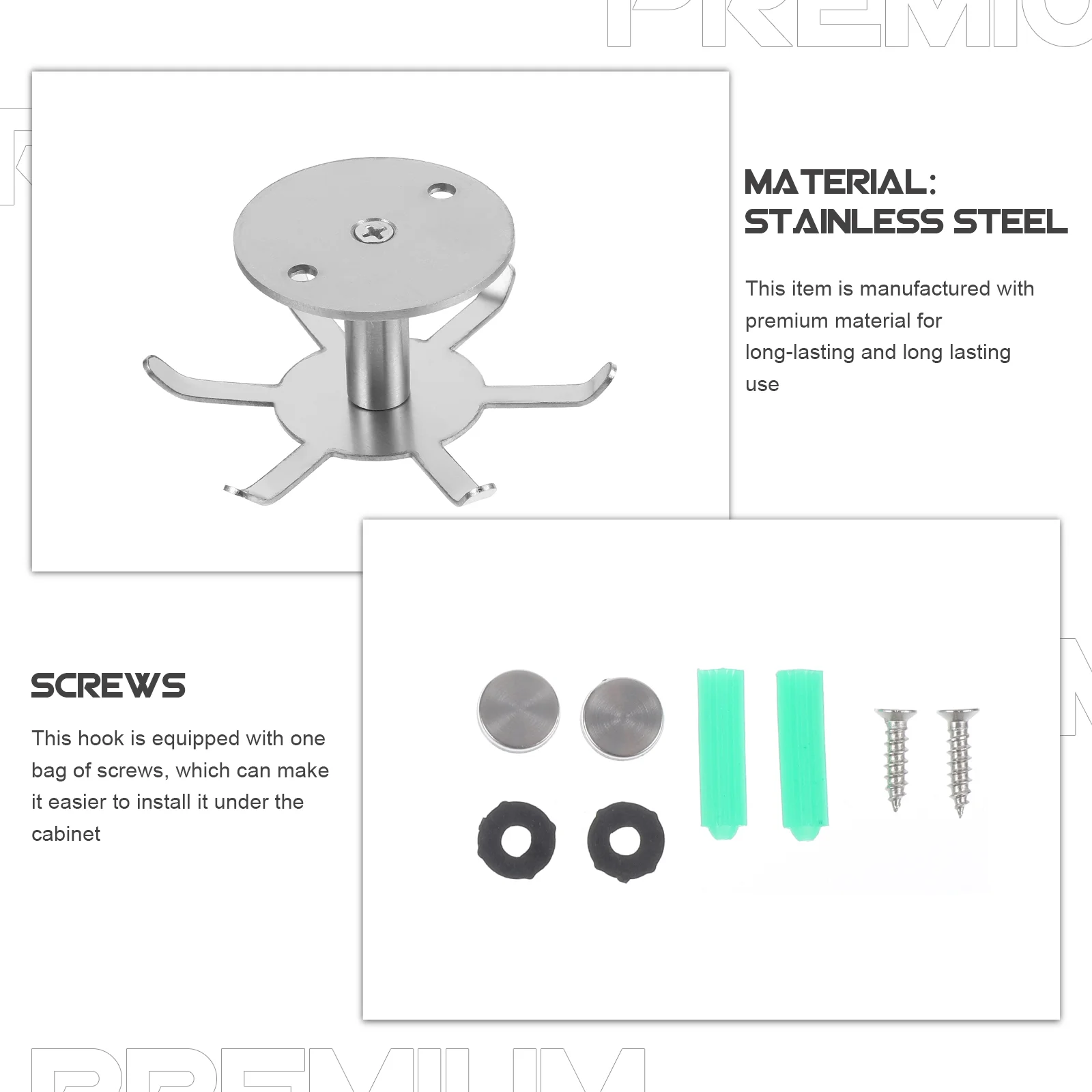 Six Claw Swivel Hook Under Cabinet Multi-functional Wall Hanging Utensil Holder Stainless Steel Spoon Rotating Hangers