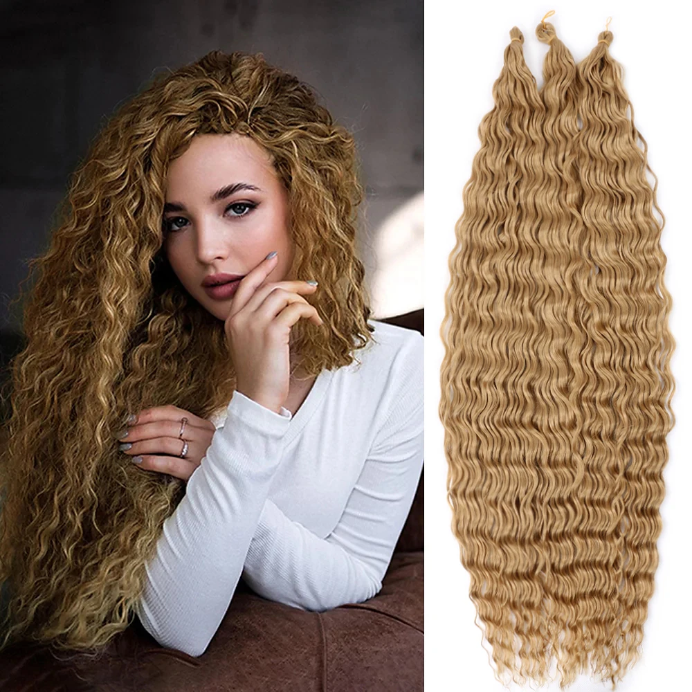 Qp hair Deep Wave Twist Crochet Hair Synthetic Braid Hair Ombre Blonde Pink 32 Inch Deep Wave Braiding Hair Extension