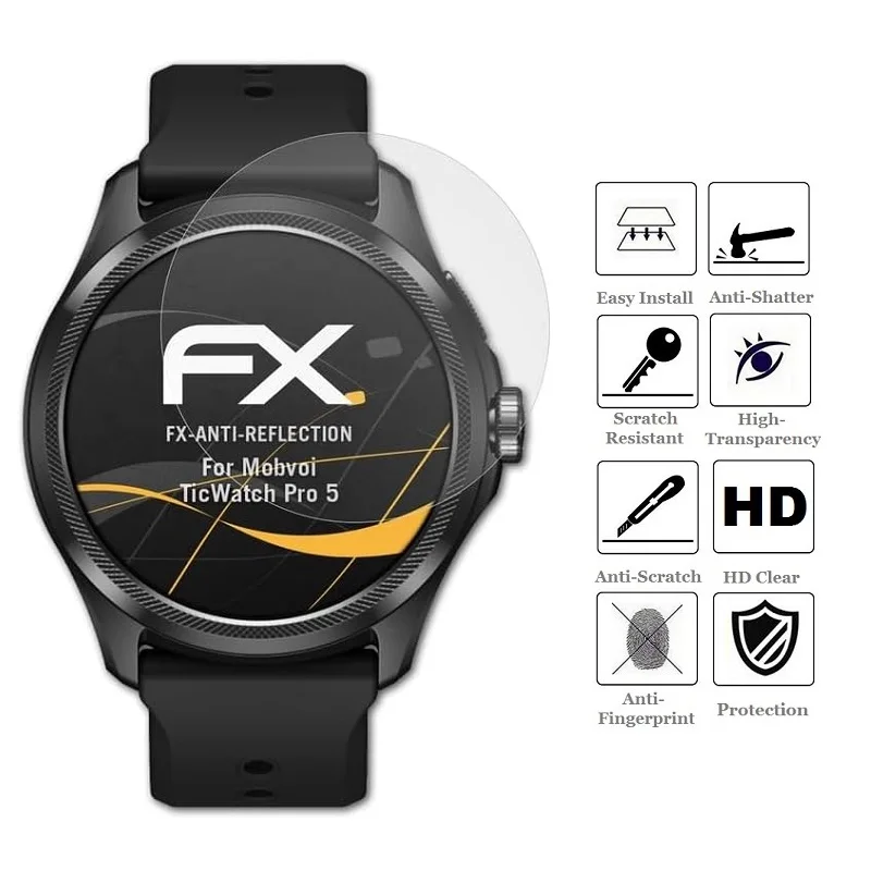 5-Pack Smart Watch Tempered Glass Screen Protector - HD Clear Protective Film