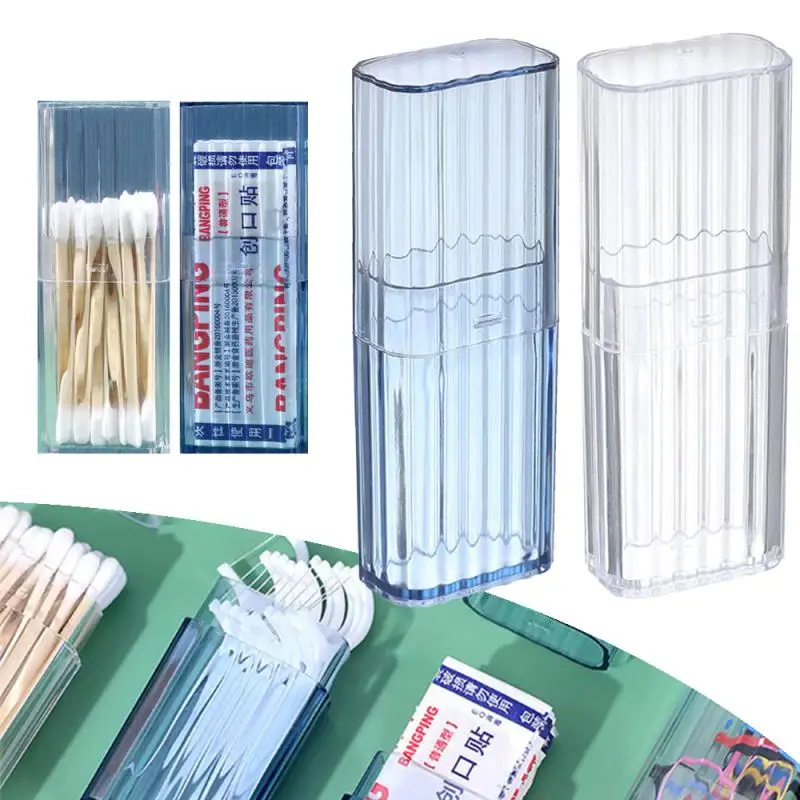 

Portable Storage Box Travel Toothpick Cotton Swab Box Transparent Simple Small Object Band-aid Classification Finishing Boxes