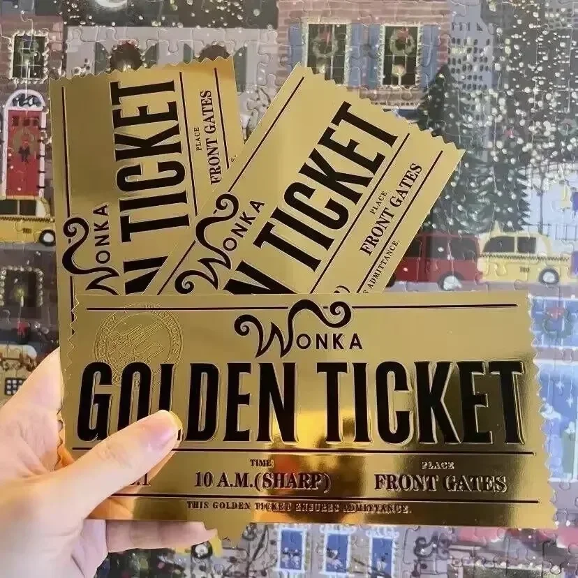 Wonka Charlie Chocolate Golden Ticket Gold Foil Ticket Original Size 18*8Cm Chocolate Gold Card Valentine's Day Gift collectible card