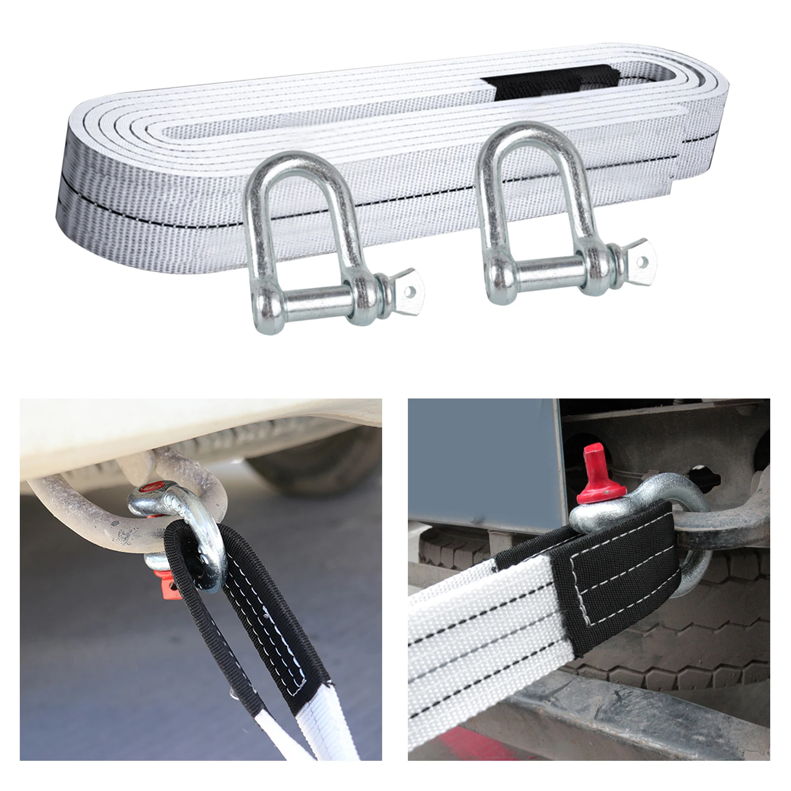 Trailer Winch Strap (Up To 6 Ton) 5 Meters Towing Ropes with Hook for Car