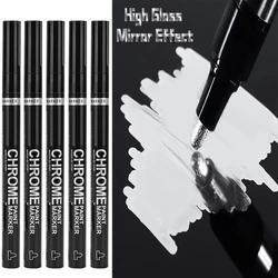 Chrome Mirror Waterproof Paint Marker - Gold/Silver with 2mm Nib for Rock, Ceramic, Glass, and Metal Repair (5pcs Silver)