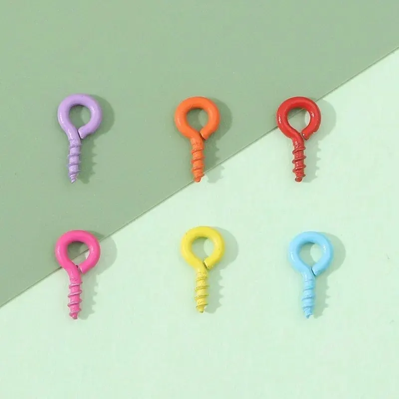 DIY 수제 보석 액세서리, 다채로운 스프레이 페인트 다리미 아일렛 나사, 경적 나사, 키체인 재료, 50