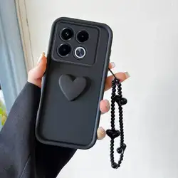 Set di 3 pezzi: Custodia protettiva per telefono con lanyard nero e supporto