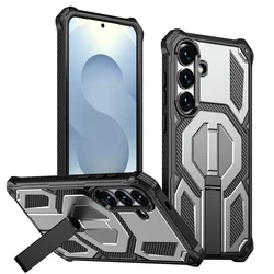Magnetic Rugged Armor Shockproof Bracket Phone Case with PC+TPU Protection - Galaxy S25 FE (Grey)