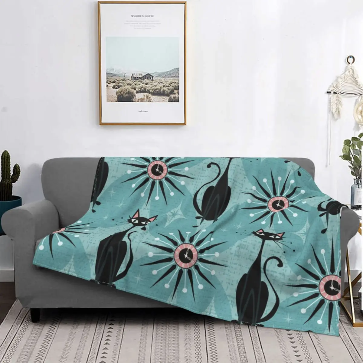 Throw Blanket Warm Flannel Henri Matisse&s Goldfish And A Kitten Paintings Blankets for Bed Car Sofa Bedspreads Fleece Black Cat