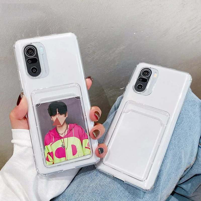 Transparent Card Slot Wallet Case - Shockproof Soft Clear Cover