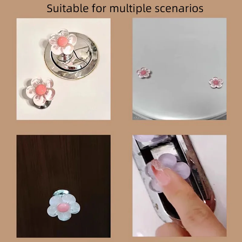 2pcs Flower Type Toilet Presser Bathroom Toilet Press Button Water Tank Buttons Nail Protector Cabinet Drawer Door Handles