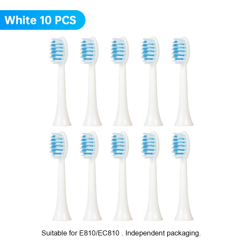 10 Pcs Replacement Brush Heads For E819 E810 EC810 Ultrasonic Electric Toothbrush Soft Bristle Nozzles with Sealed Package 6