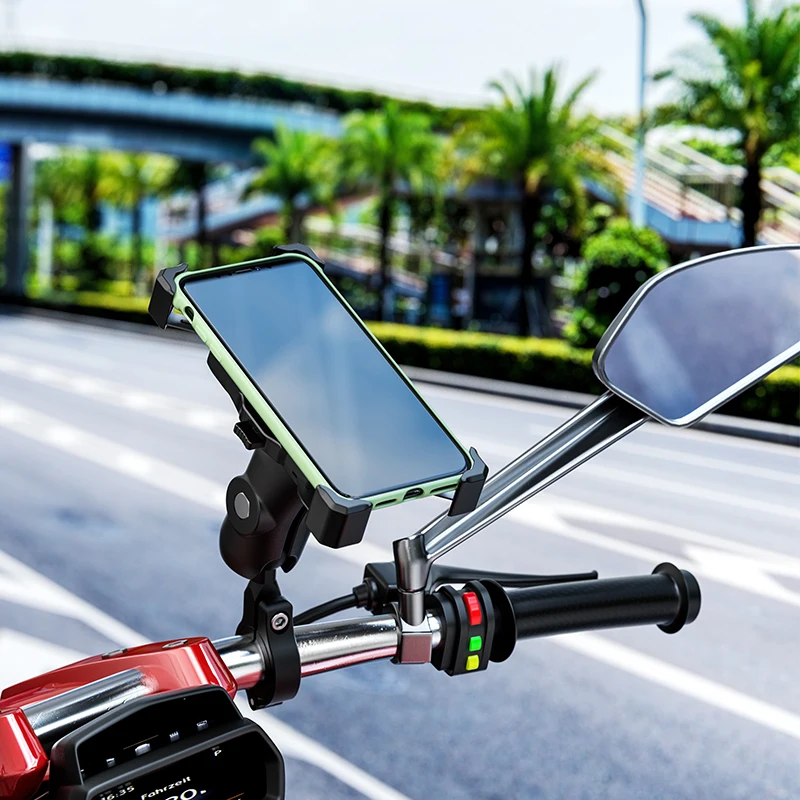 Motorcycle Phone Holder With Qi 15w Wireless Charger & Usb C 20w Fast  Charging Waterproof Mirror Handlebar Bike Cellphone Mount - Holders &  Stands - AliExpress