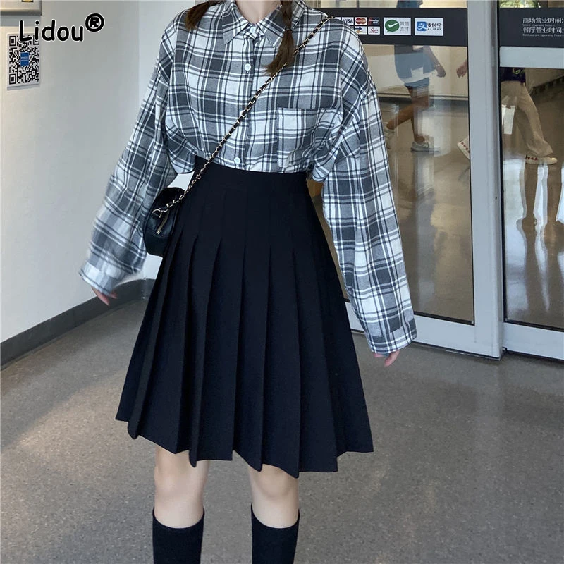 Streetwear Skinny Fashion Casual Pleated Solid Color Simplicity High Waist Short Skirts Thin Summer Young Style Women's Clothing 2023 famous brand men genuine leather belts high quality belts for men luxury business fashion simplicity work jeans dress belt