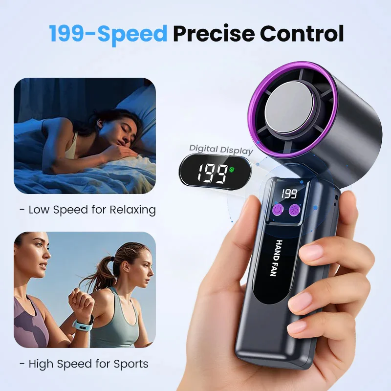 3 IN 1 Handheld Fan, Mini Fan with Flashlight and Cooling, with Air Turbo Cooling Fan for Outdoor Activities, Travel, Working