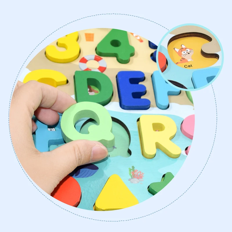 Montessori Educational Wooden Toys Children Busy Board Math Fishing Children's Wooden Preschool Montessori Toy Counting Geometry