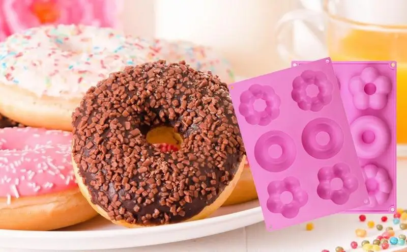 6 Hole Silicone Donut Cake mold Donut Pan Non Stick Silicone Donut Mold molde  silicona 3d silicone molds For baking - AliExpress