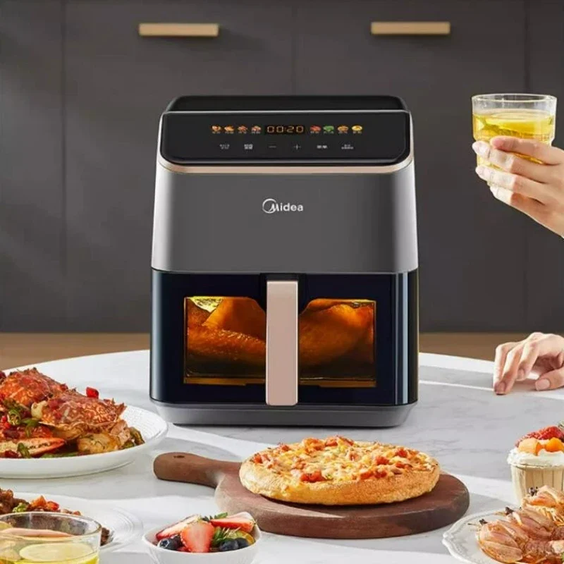 Midea 220V Air Fryer 5.3L/6.3L Visible No-Turn Oil-Free Multifunction Oven Fryer Oil-Free Electric Fryer 4