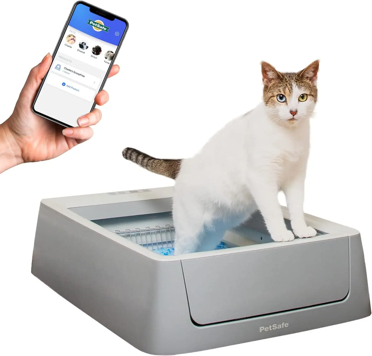 

Crystal Smart Self Cleaning Cat Litter Box WiFi & App Enabled Hands Free Cleanup With Disposable Crystal Trays Less Tracking