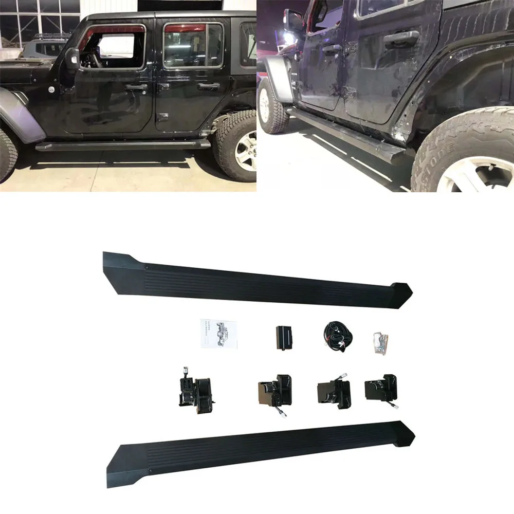 Электрическая педаль боковой шаг черный алюминиевый сплав 4 двери для Jeep Wrangler JL 2018 + (JL1048)Lantsun