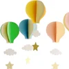 4pcs Hot Air Balloon 3D Paper Pendant Clouds Stars Wall Hanging Kids Bedroom Home Decor Wind Chimes Hanging Decorations 1