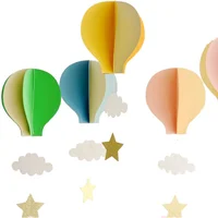 4pcs Hot Air Balloon 3D Paper Pendant Clouds Stars Wall Hanging Kids Bedroom Home Decor Wind Chimes Hanging Decorations 1