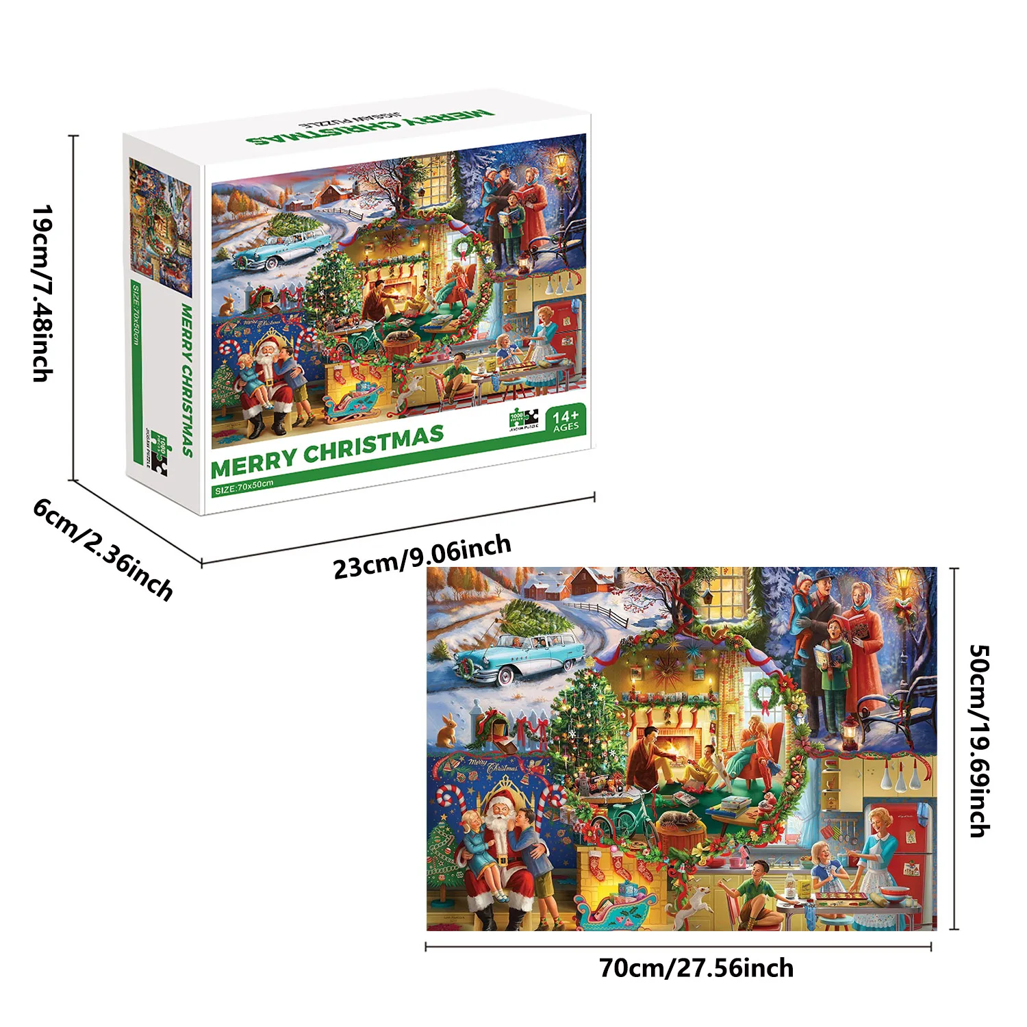 1000 Pieces Jigsaw Puzzles Merry Christmas Adults Jigsaw Puzzle 70cmX50cm(27.5inchX19.7inch) Large Puzzle Toys Gift 2