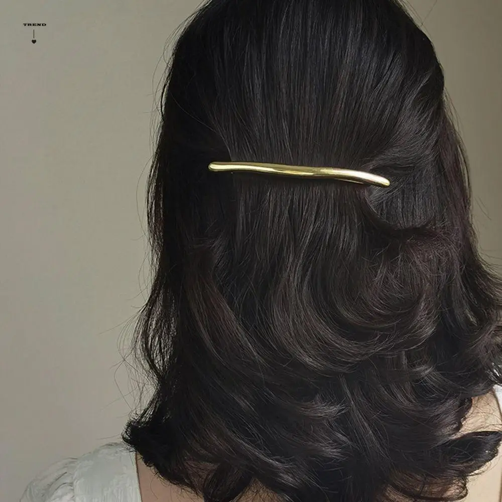 

Women Hair Accessories Automatic Smooth Spring Clip Elegant French Strip Long Barrettes Simple Style Metal Hair Clip