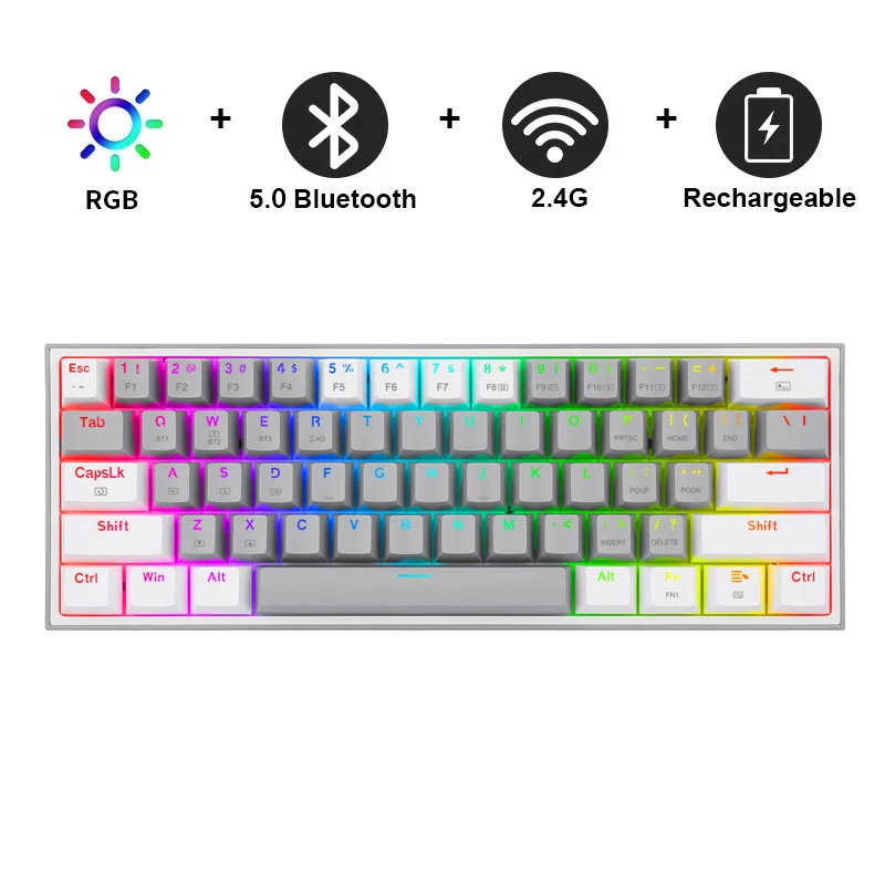 

Top K616 Pro TKL Wireless RGB Mechanical Keyboard 5.0 BT/2.4 Ghz/Wired Three Modes 60% Bluetooth Keyboard Linear Red Switch