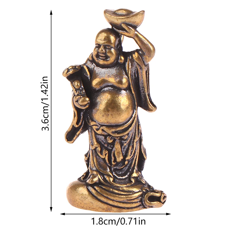 

1Pc Brass Maitreya Buddha Miniatures Figurines Pocket Brass Small Statue Ornaments Home Decor Craft Desk Decoration